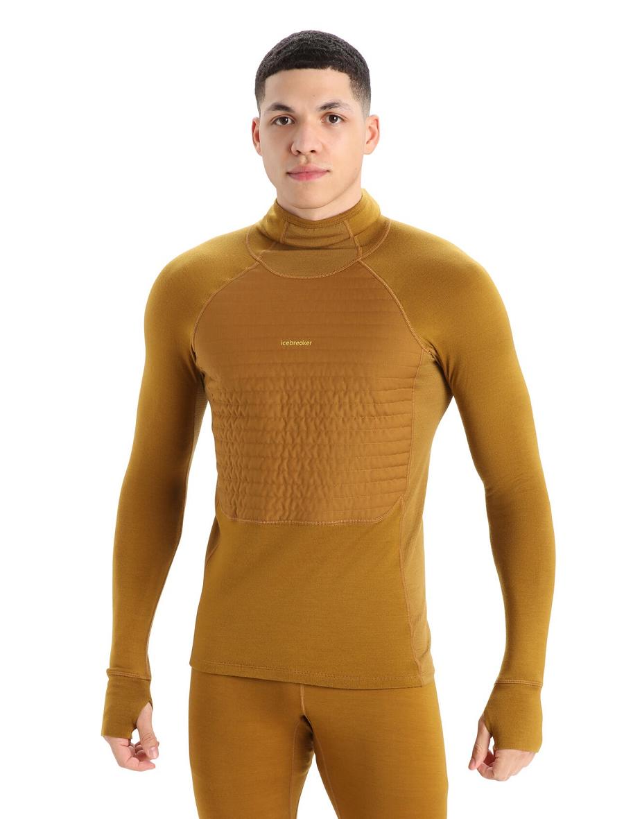 Men\'s Icebreaker ZoneKnit™ Merino Insulated Long Sleeve Hoodie Base Layers Clove | CA 1618PJJQ